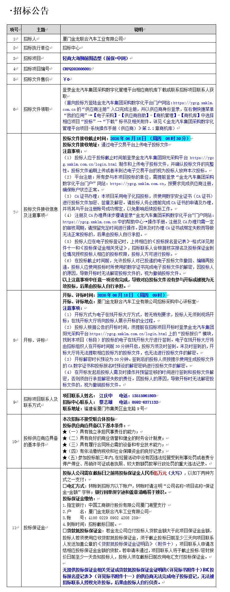 公開招標招標公告-輕商大海獅前圍造型（前保+中網）-2026.06.02